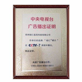 中央電視臺廣告播出證明